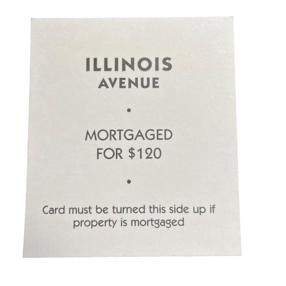 Monopoly Classic Illinois Ave Property Title Deed Card Replacement  Replacement - Picture 2 of 2